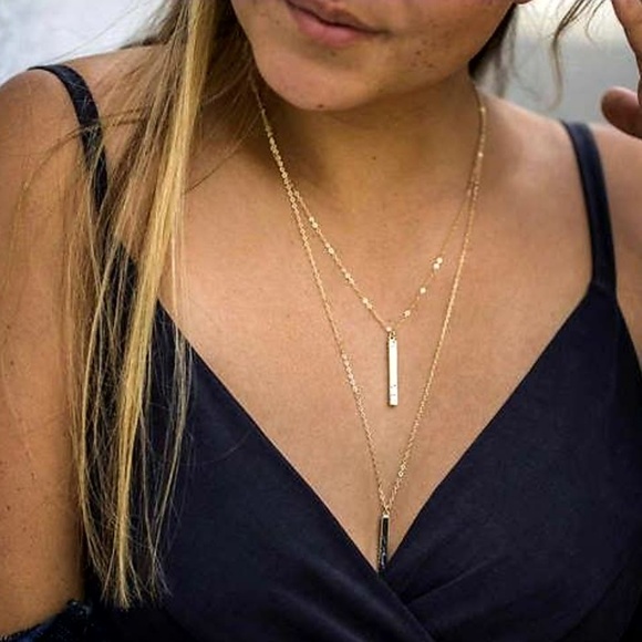 1 Oak Jewelry - 14k Gold Bar Necklace